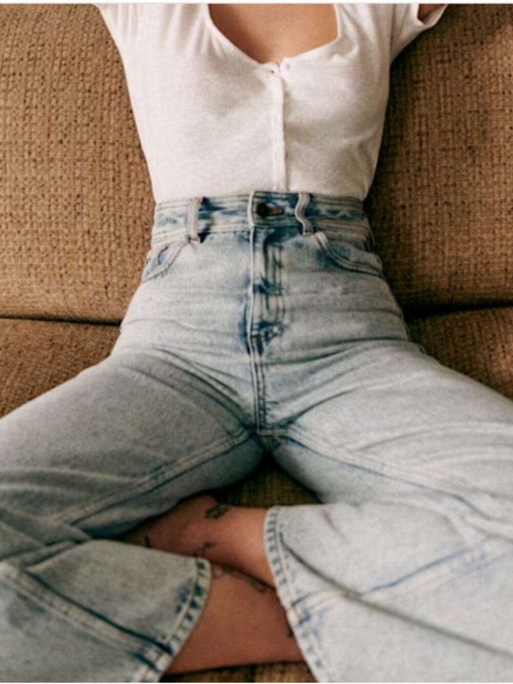 Sezane Le Crop Edge Blue - Size 4